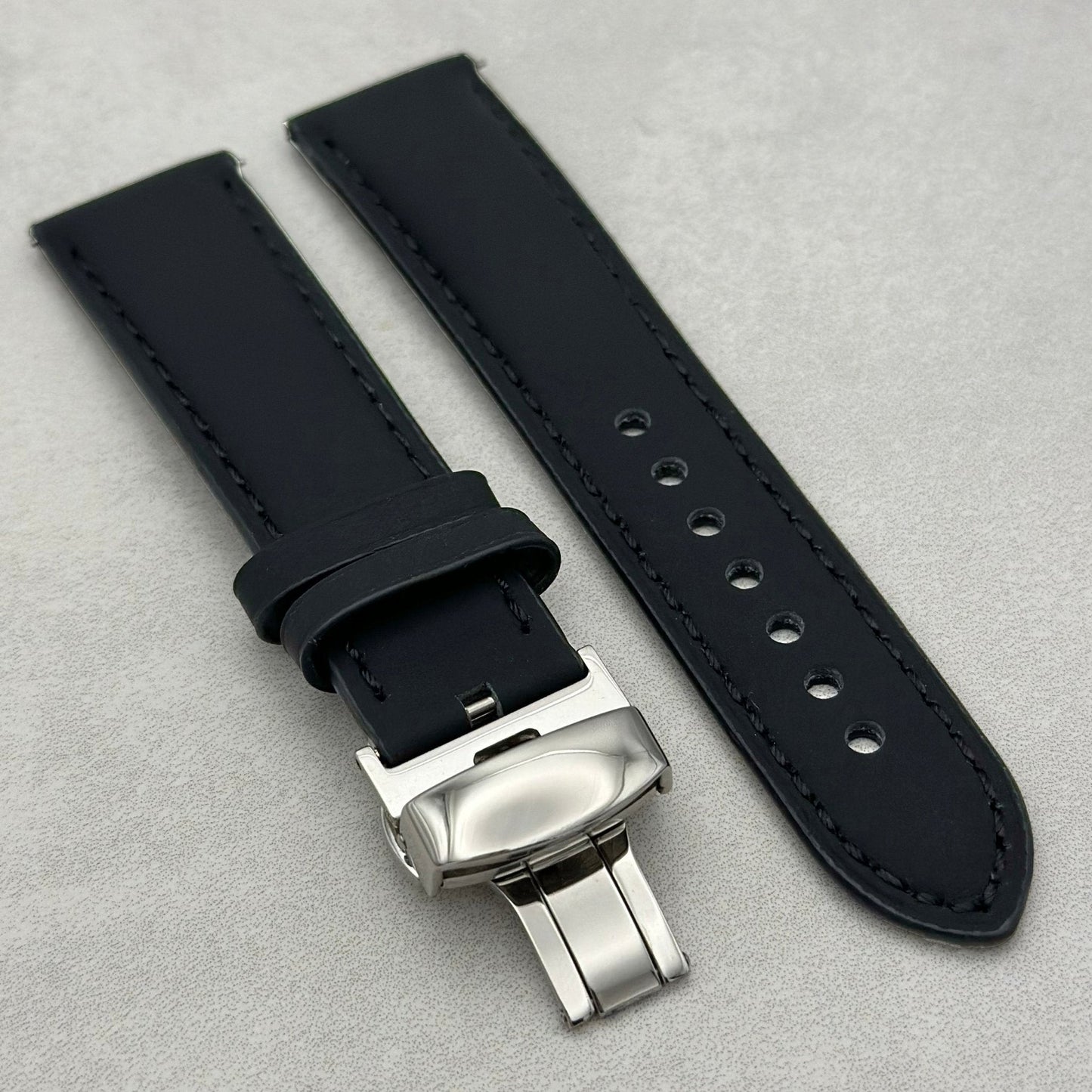Athens desert sand leather Watch strap with polished butterfly clasp. 18mm, 20mm, 22mm, 24mm. Quick Release.