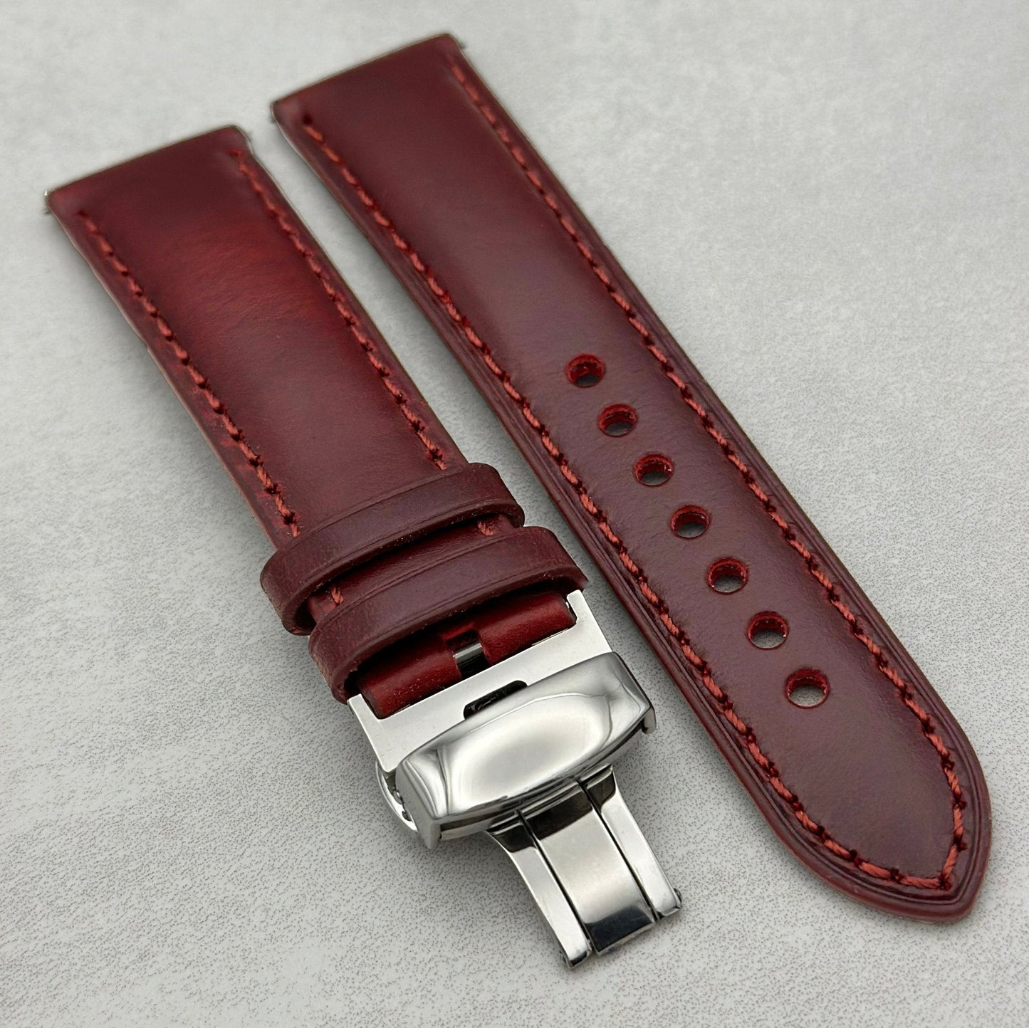 The Athens: Wine Red Full Grain Leather Samsung Galaxy Watch Ultra Strap