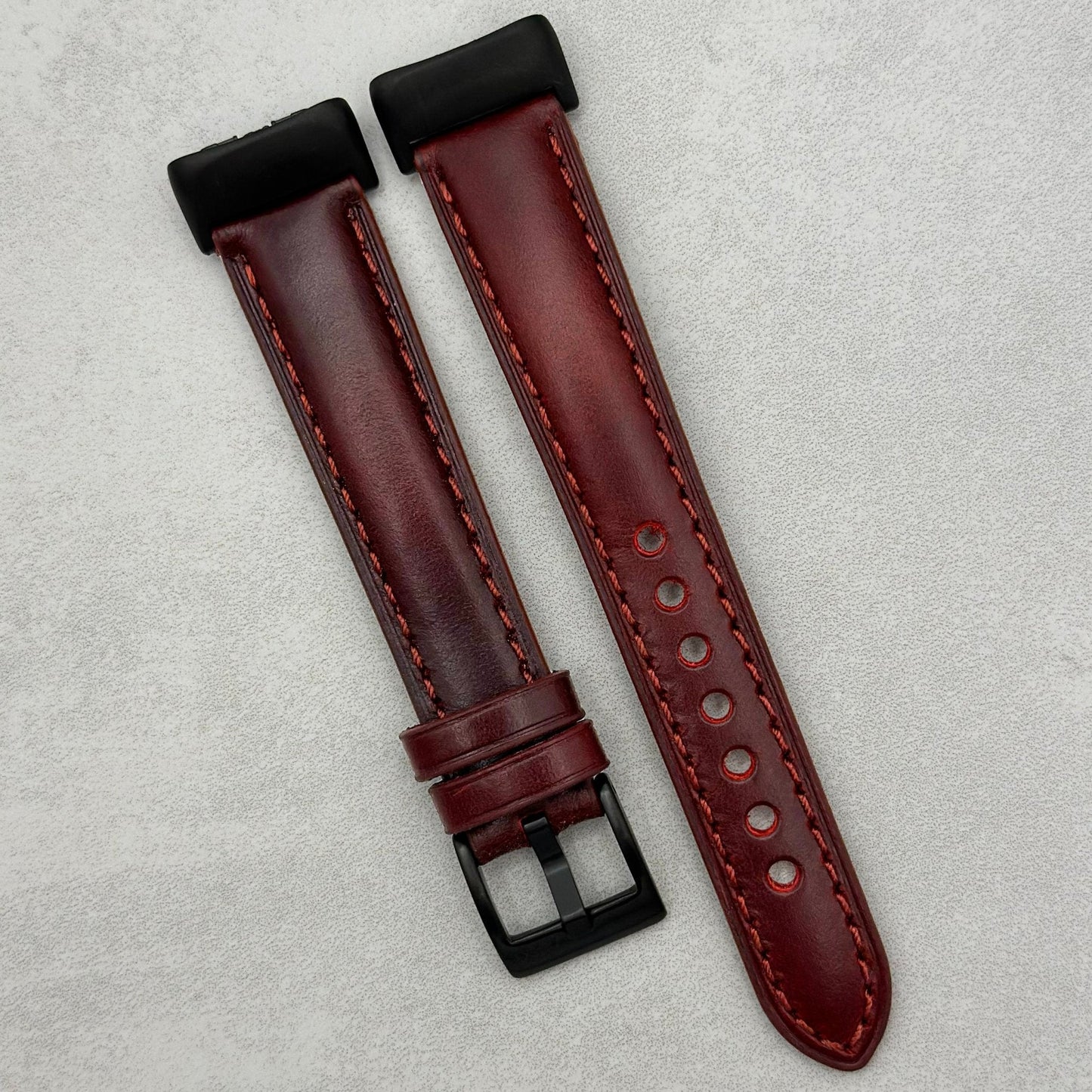 The Athens: Wine Red Full Grain Leather Fitbit Charge Watch Strap