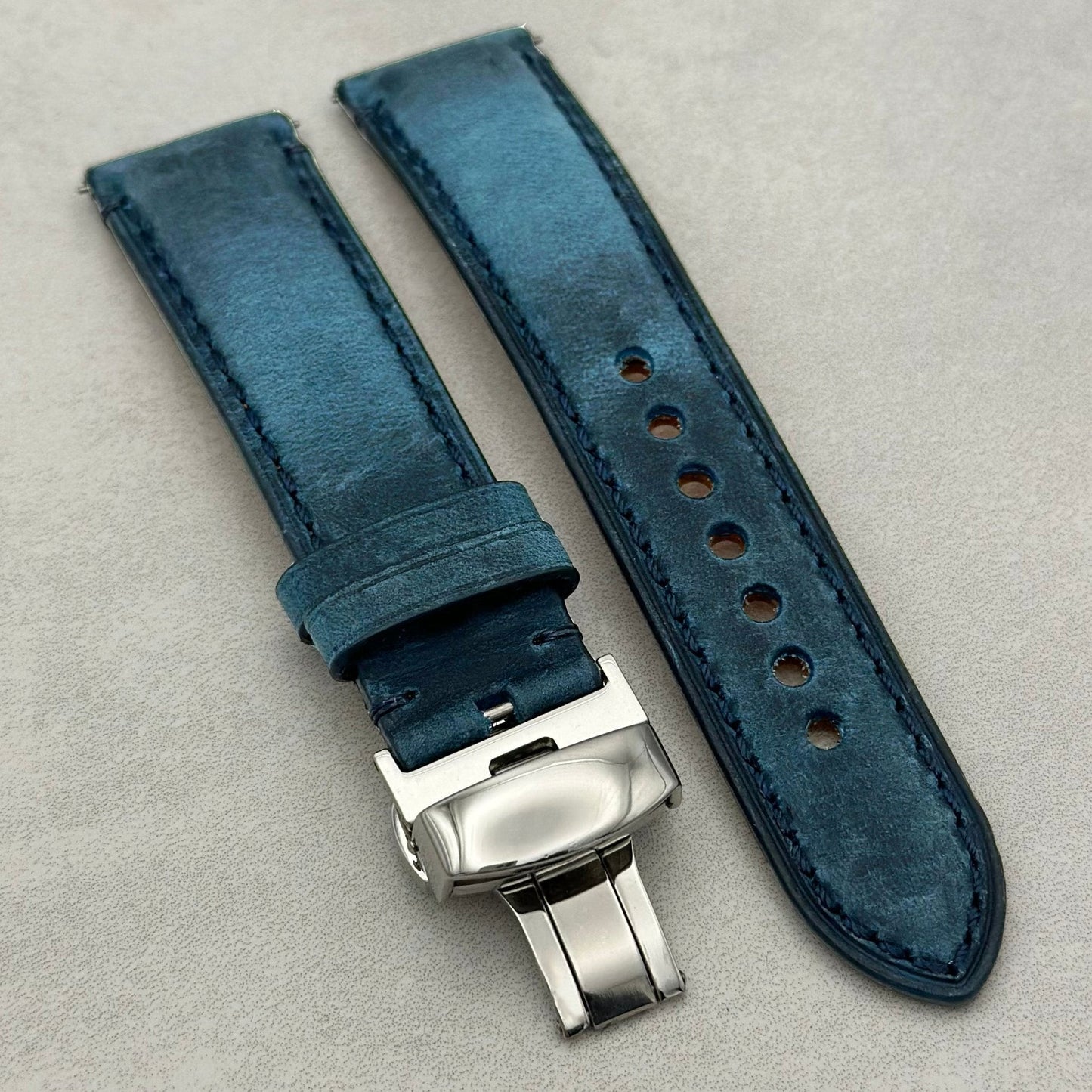 The Austin: Air Force Blue Full Grain Leather Samsung Galaxy Watch Ultra Strap