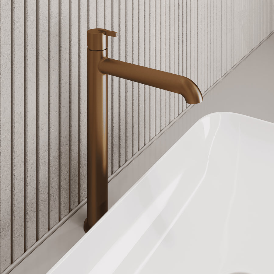 Lia Top Mount Tall Basin Mixer - Brushed Bronze