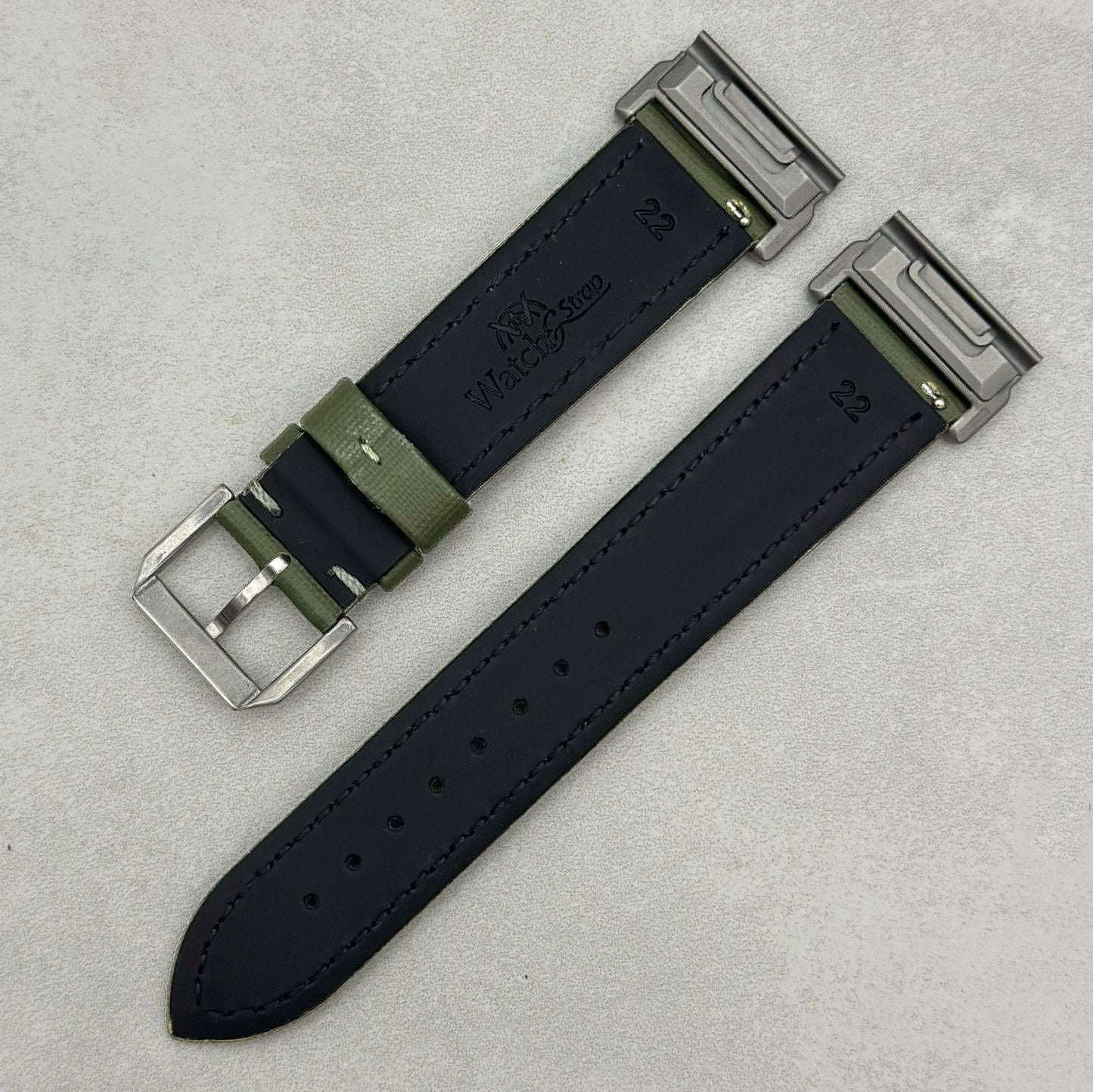 The Bermuda: Khaki Green Sail Cloth Garmin QuickFit Watch Strap