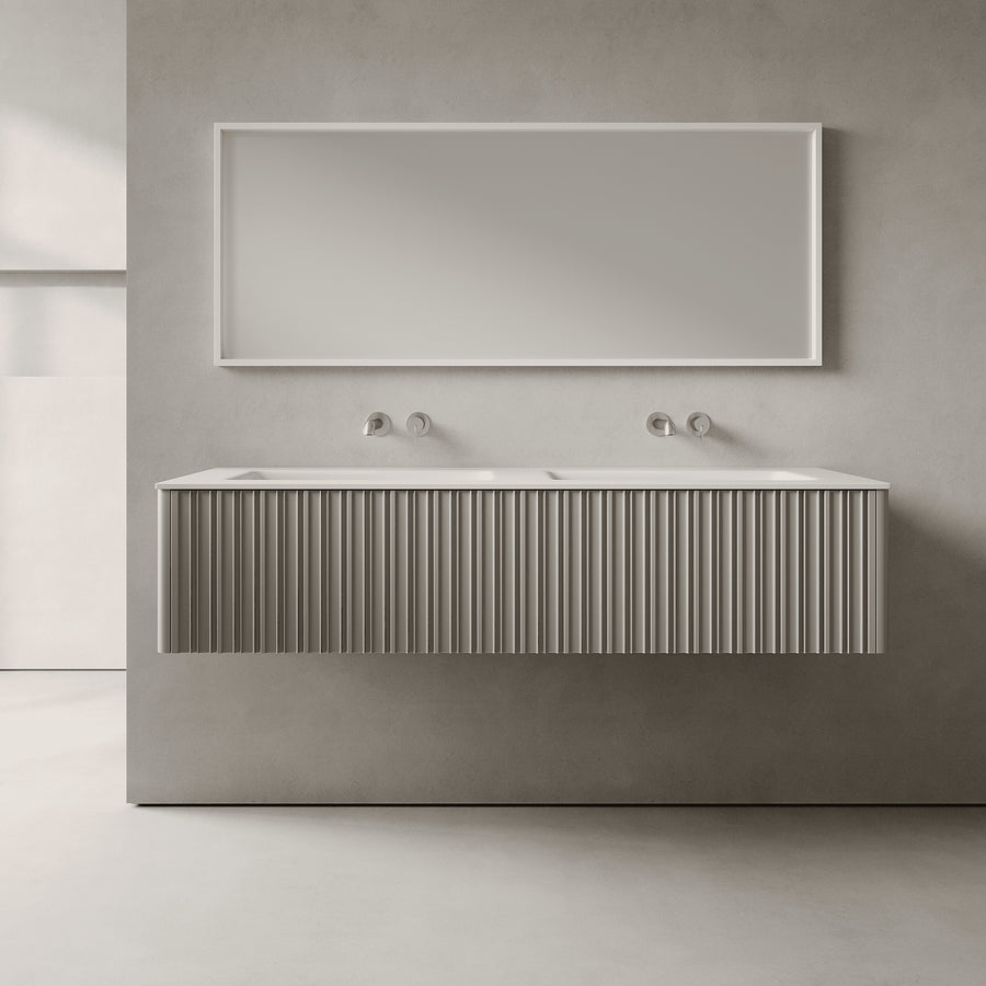 Esmont Stone Grey 1500mm Vanity Unit - Single Drawer with Double Basin