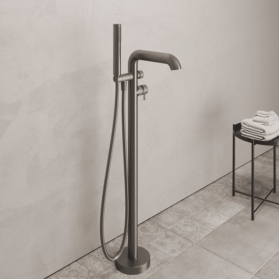 Lia Freestanding Bath Mixer with Shower Set - Titanium