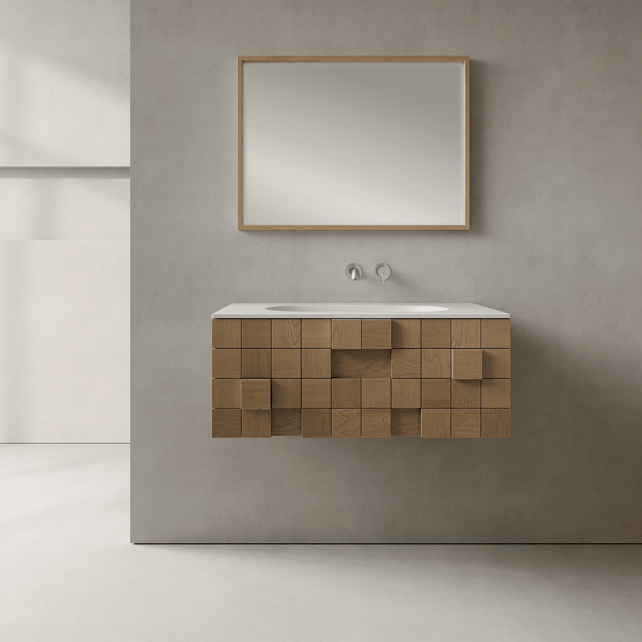 Arednt Real Oak 830mm Vanity Unit - Single Drawer with Single Basin