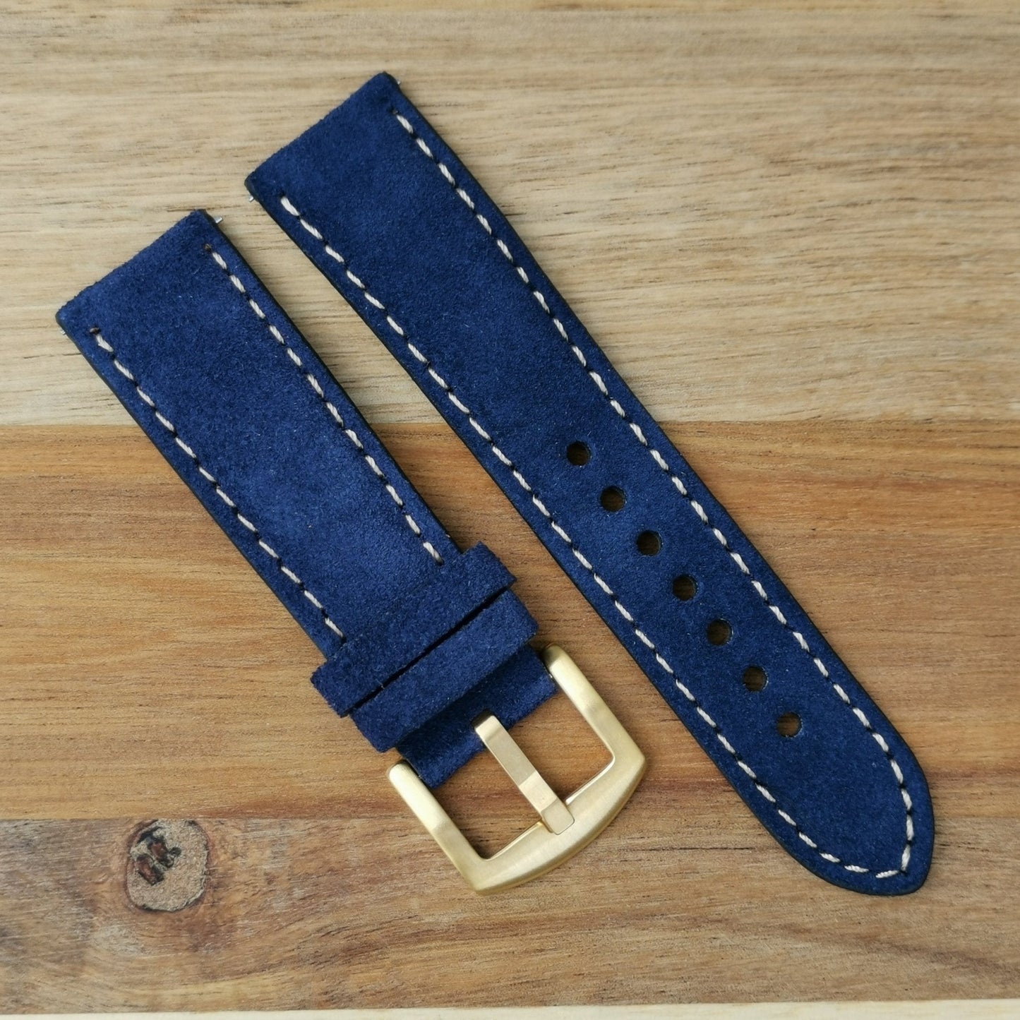 The Paris: Navy Blue Padded Suede Watch Strap