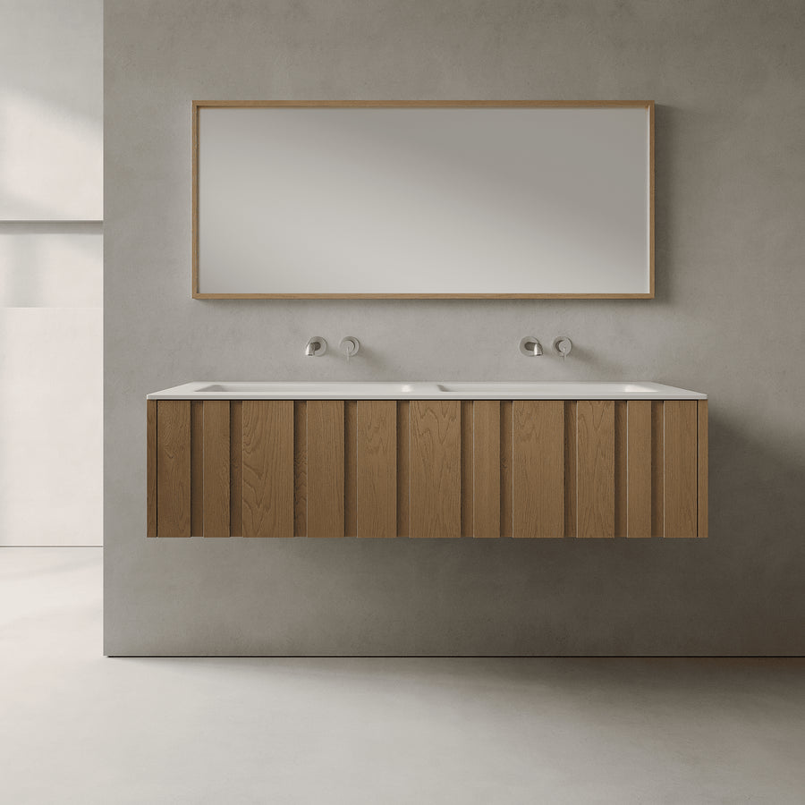 Lucen Real Oak 1400mm Vanity Unit - Single Drawer with Double basin
