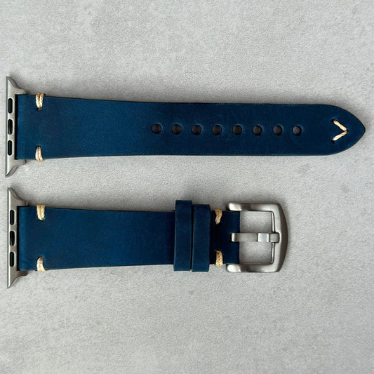 Midnight Blue horse leather Apple Watch strap. Watch And Strap.