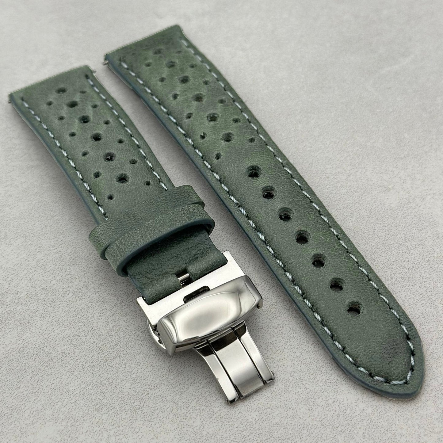 The Monte Carlo: Graphite Grey Perforated Leather Rally Samsung Galaxy Watch Ultra Strap