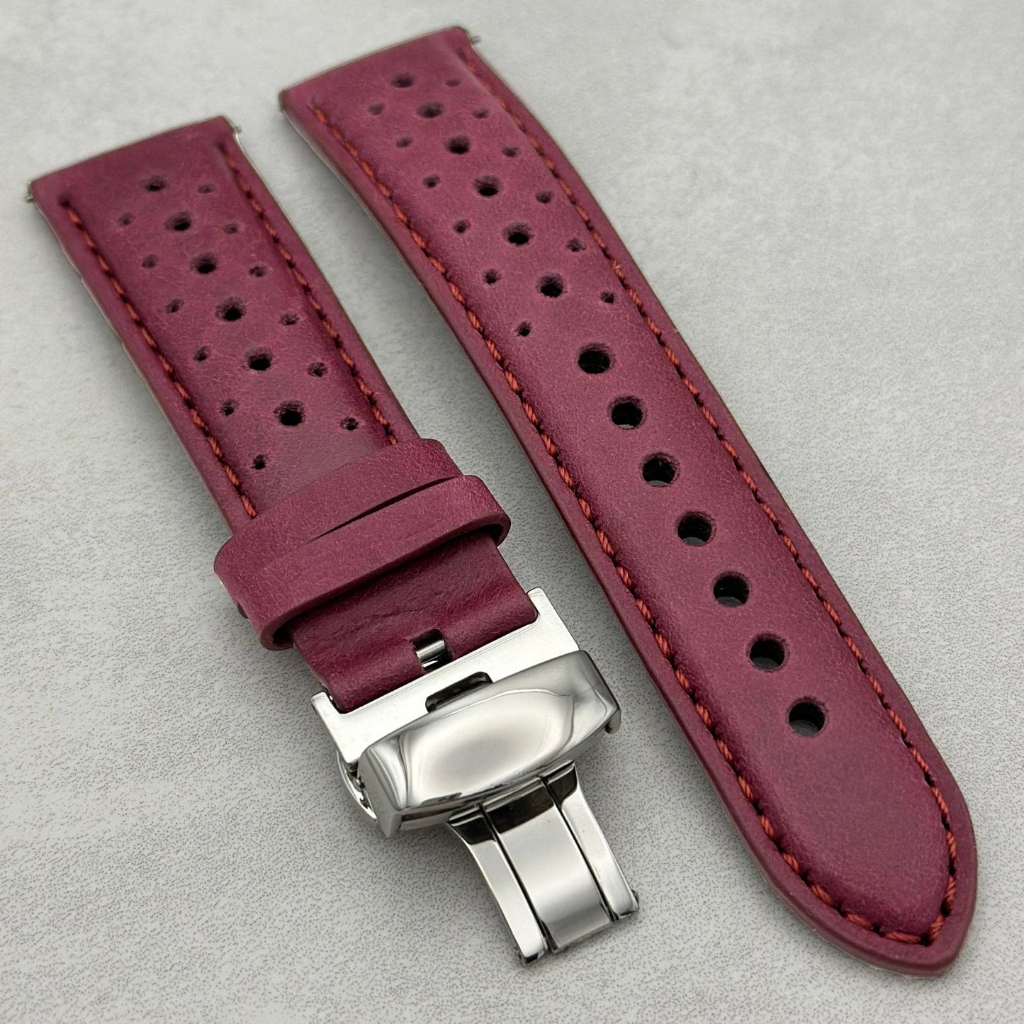 The Monte Carlo: Plum Purple Perforated Leather Fitbit Versa/Sense Watch Strap