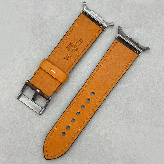 The Oxford: Chocolate Brown Padded Calf Skin Samsung Galaxy Watch Ultra Strap
