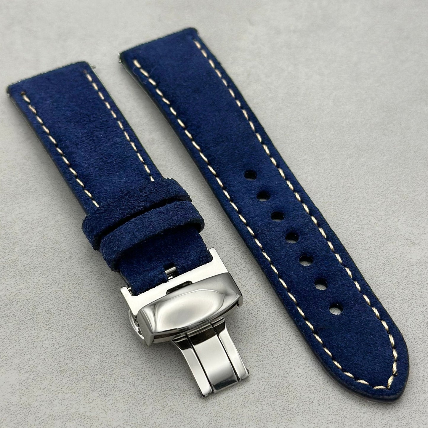 The Paris: Navy Blue Padded Suede Google Pixel Watch Strap