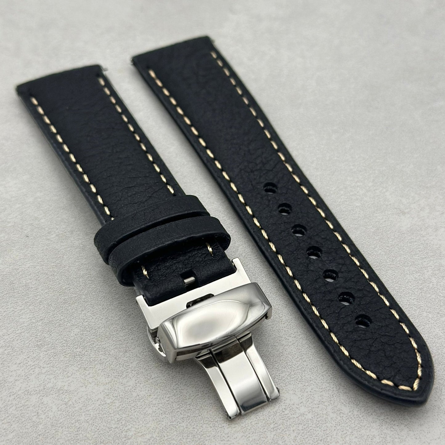 The Rome: Onyx Black Italian Full Grain Leather Watch Strap