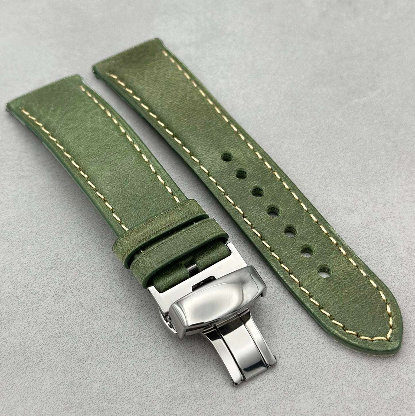 The Rome: Olive Green Italian Full Grain Leather Google Pixel Watch Strap
