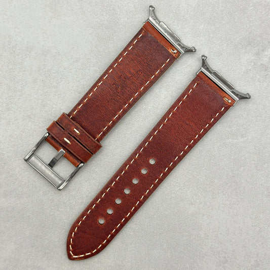 The Rome: Terracotta Brown Italian Full Grain Leather Samsung Galaxy Watch Ultra Strap