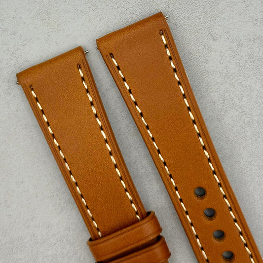 The Venice: Caramel Tan Italian Vegetable Tanned Leather Watch Strap