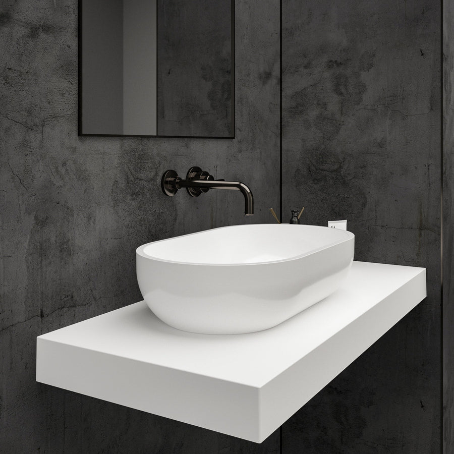 Capsula Countertop White Stone Basin 350 - side view