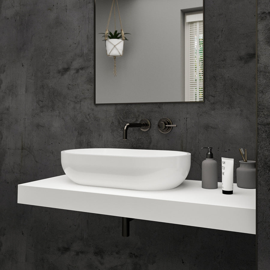 Capsula Countertop White Stone Basin 350 - side view 2
