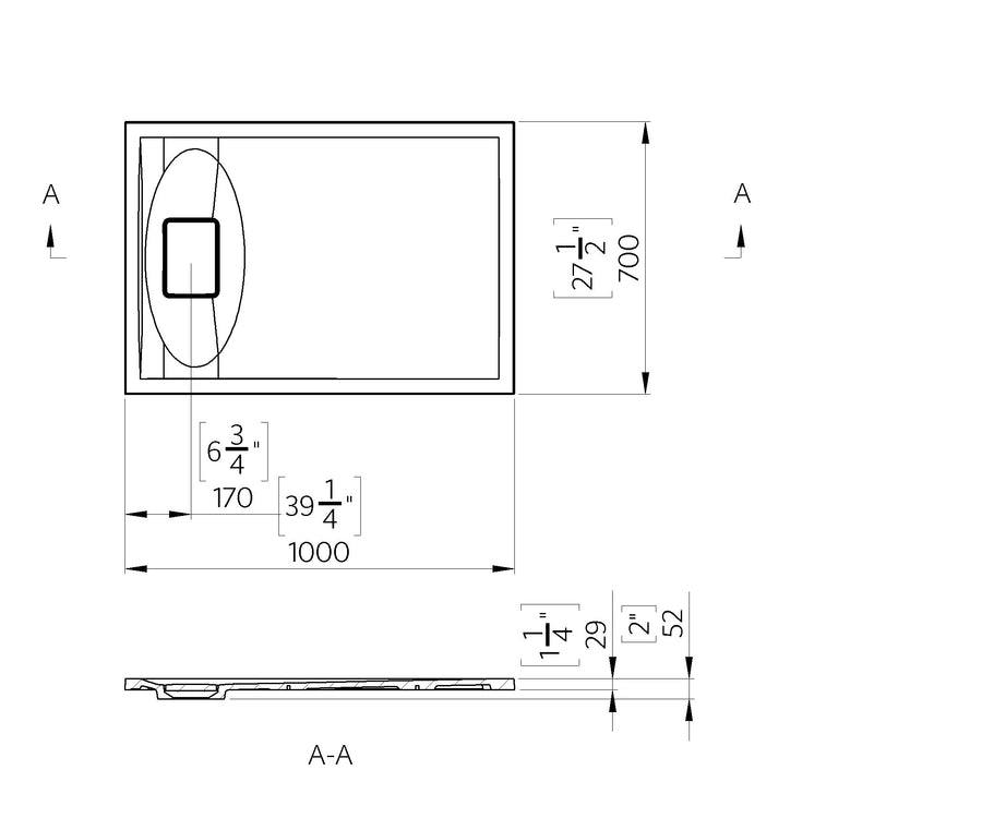 Meseta White Stone Resin Shower Tray 1000 x 700