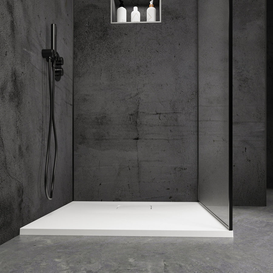 Meseta White Stone Resin Shower Tray 800 x 800 front view