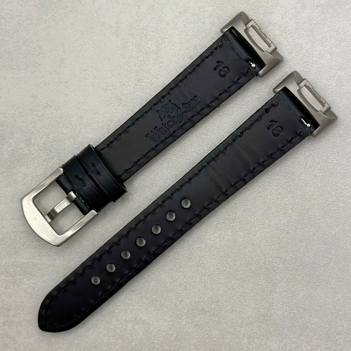 The Athens: Jet Black Full Grain Leather Fitbit Charge Watch Strap