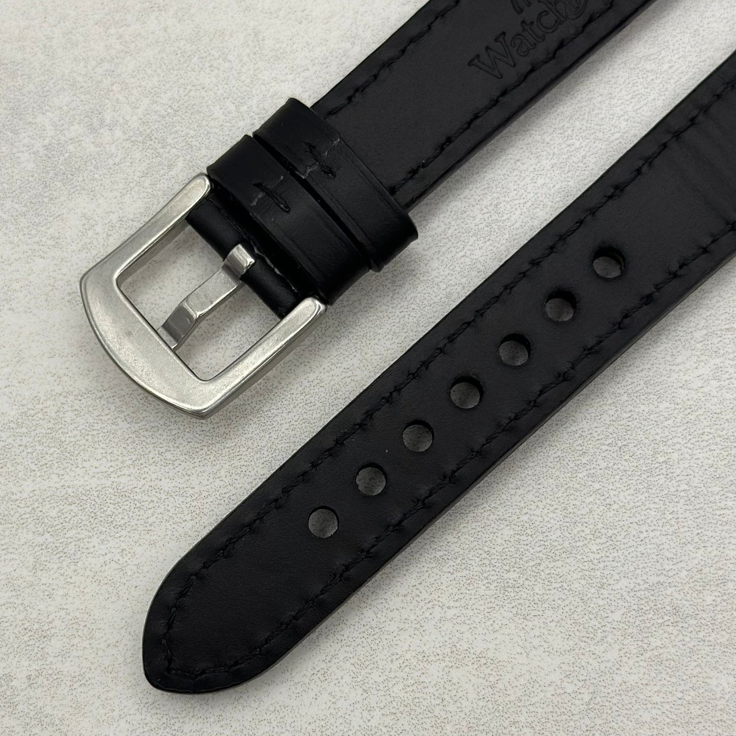 The Athens: Jet Black Full Grain Leather Fitbit Charge Watch Strap
