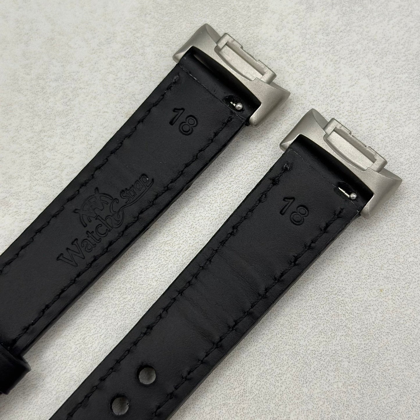 The Athens: Jet Black Full Grain Leather Fitbit Charge Watch Strap