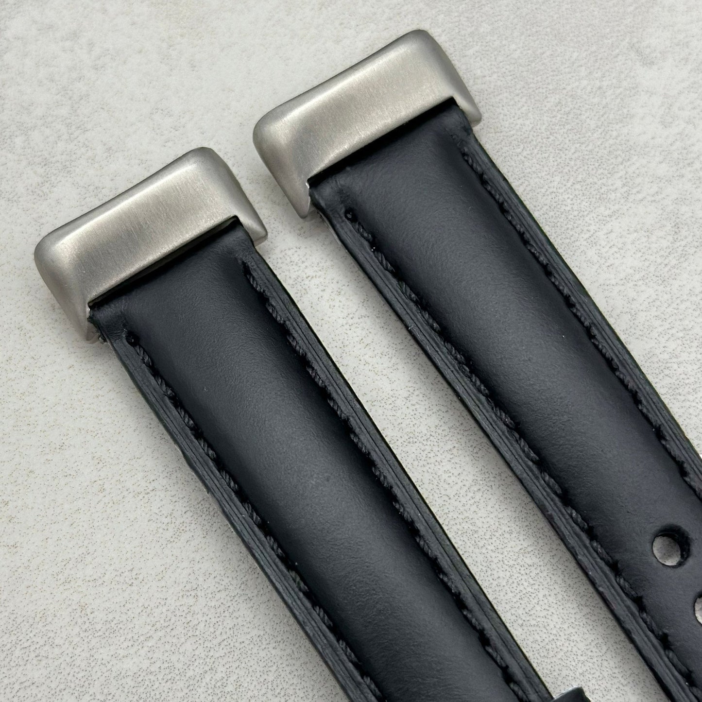 The Athens: Jet Black Full Grain Leather Fitbit Charge Watch Strap