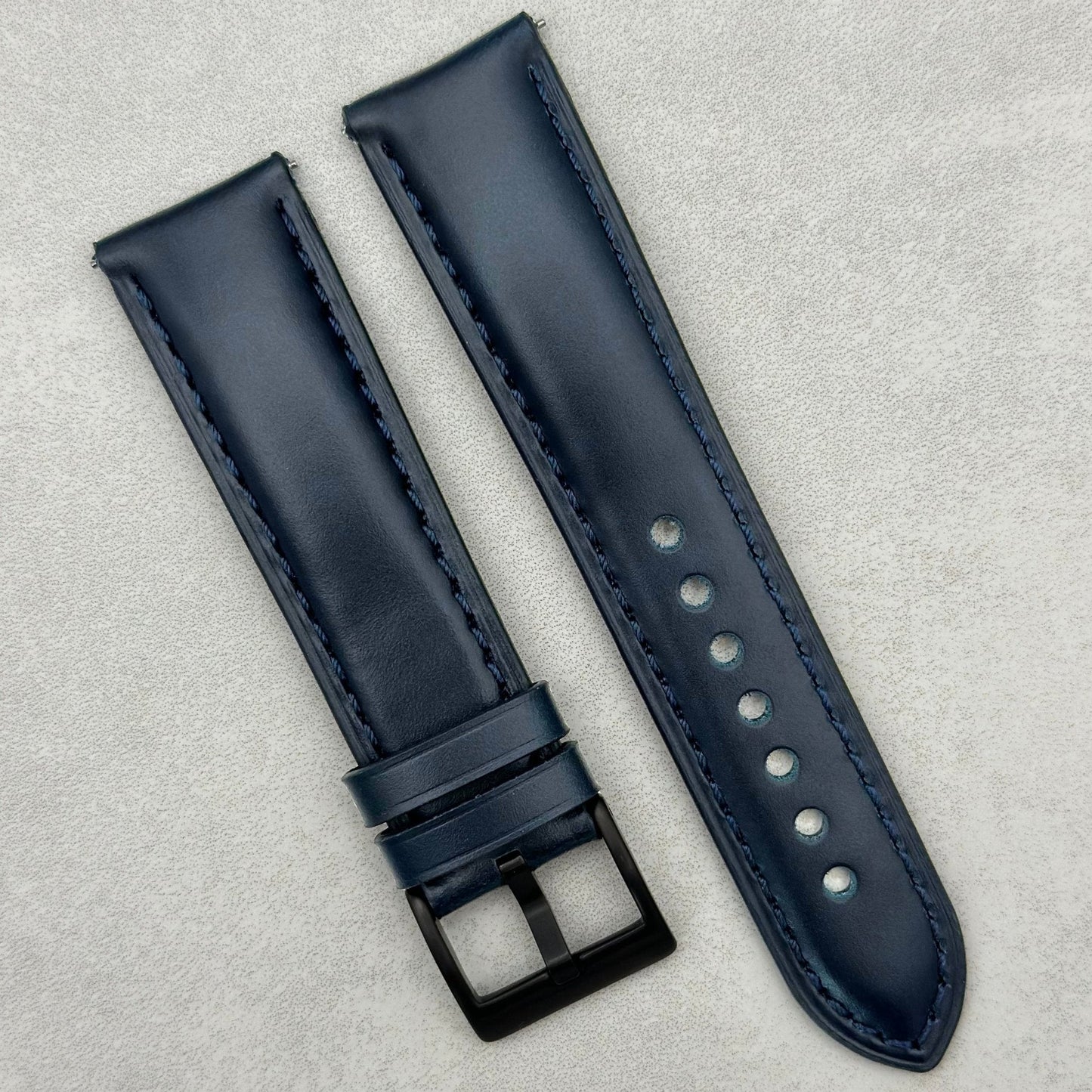 The Athens: Deep Ocean Blue Full Grain Leather Watch Strap