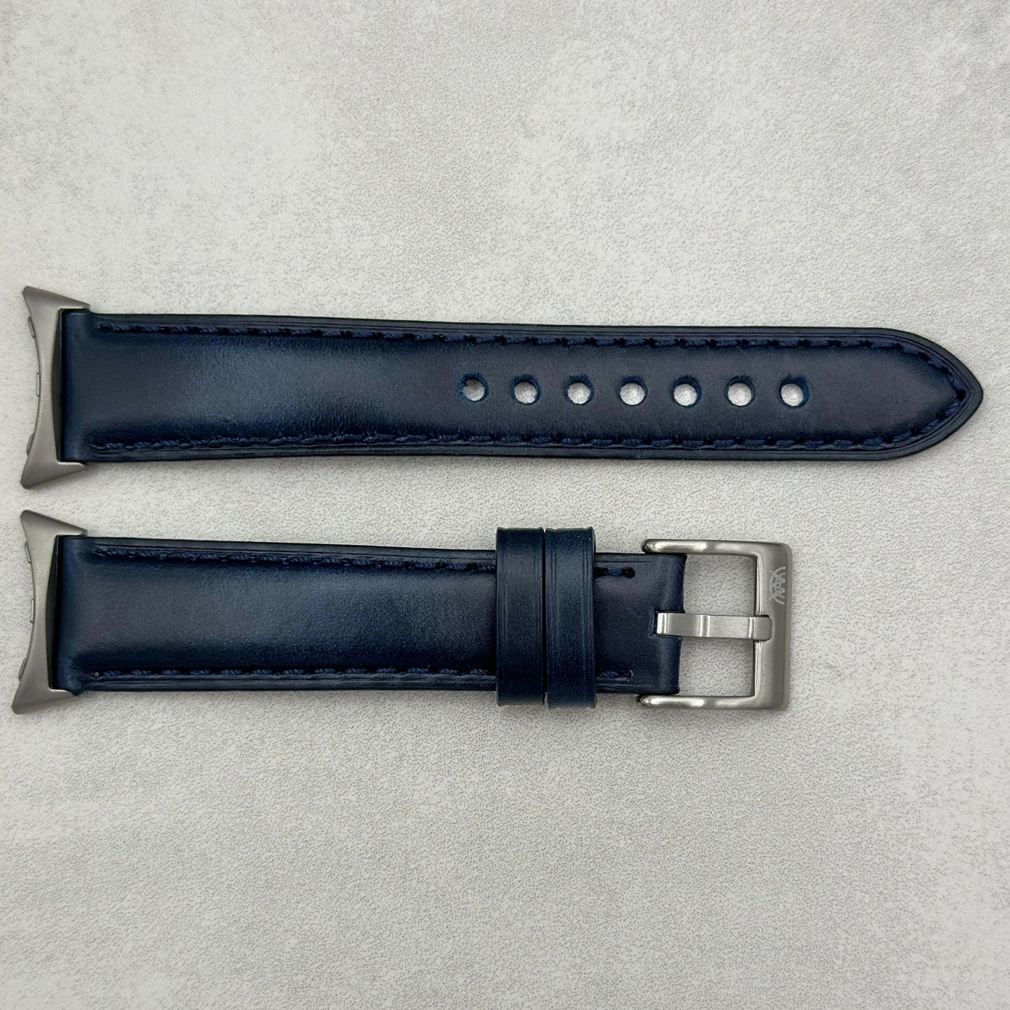 Athens blue full grain leather Google Pixel Watch strap. Deep Ocean blue. Google Pixel Watch, Pixel Watch 2. Watch And Strap