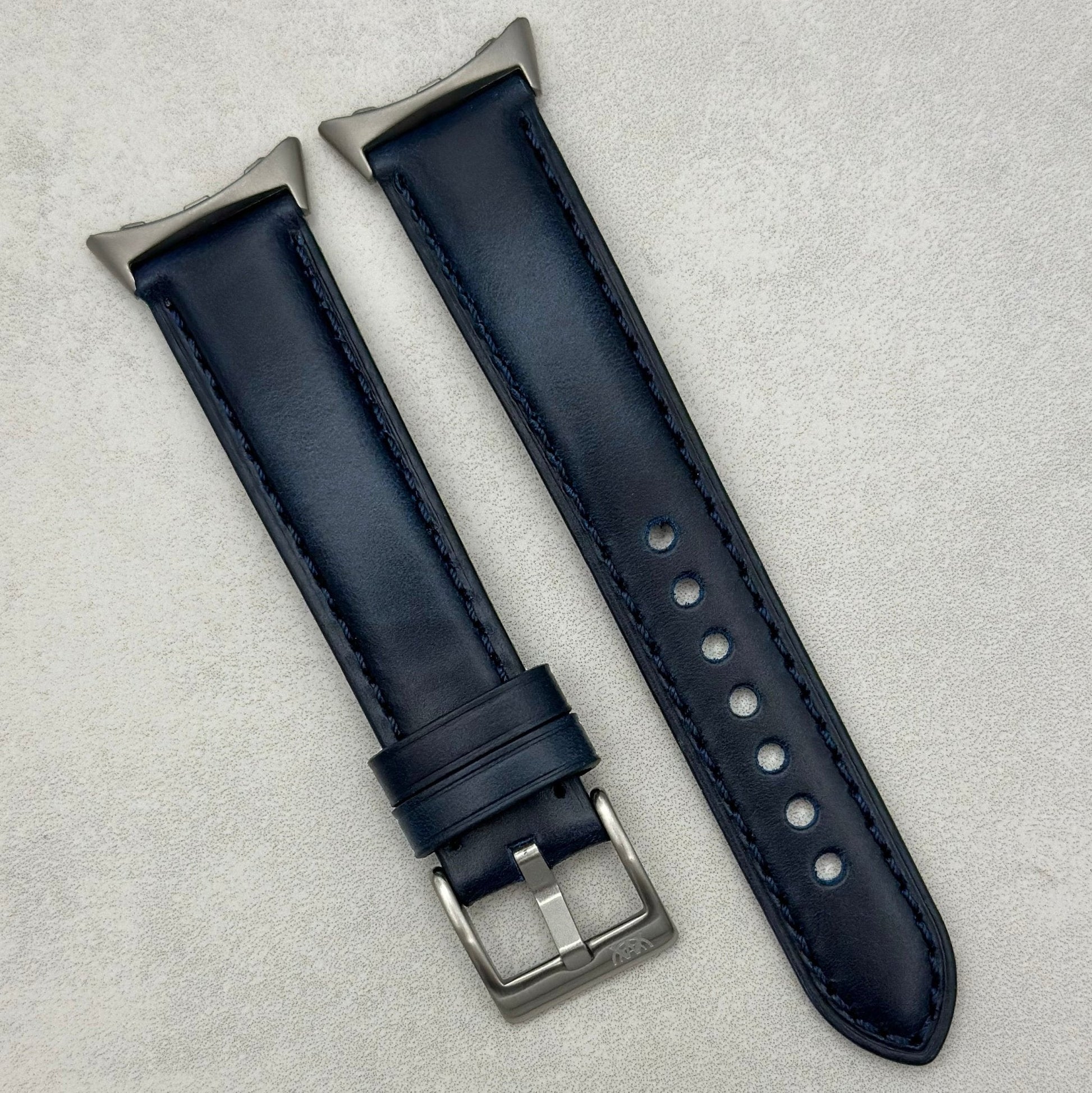 Athens blue full grain leather Google Pixel Watch strap. Deep Ocean blue. Google Pixel Watch, Pixel Watch 2. Watch And Strap