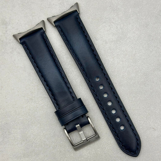 Athens blue full grain leather Google Pixel Watch strap. Deep Ocean blue. Google Pixel Watch, Pixel Watch 2. Watch And Strap