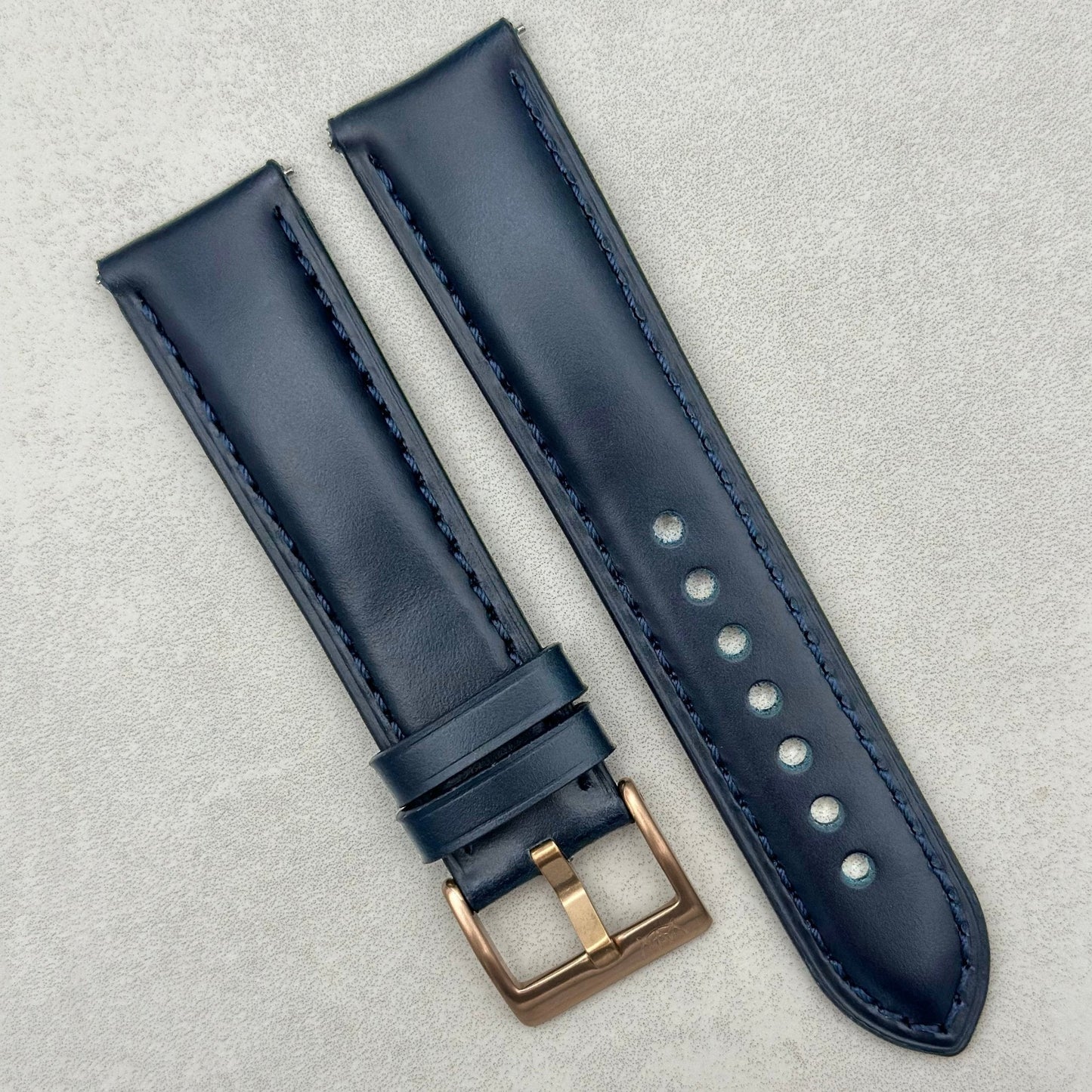 The Athens: Deep Ocean Blue Full Grain Leather Watch Strap