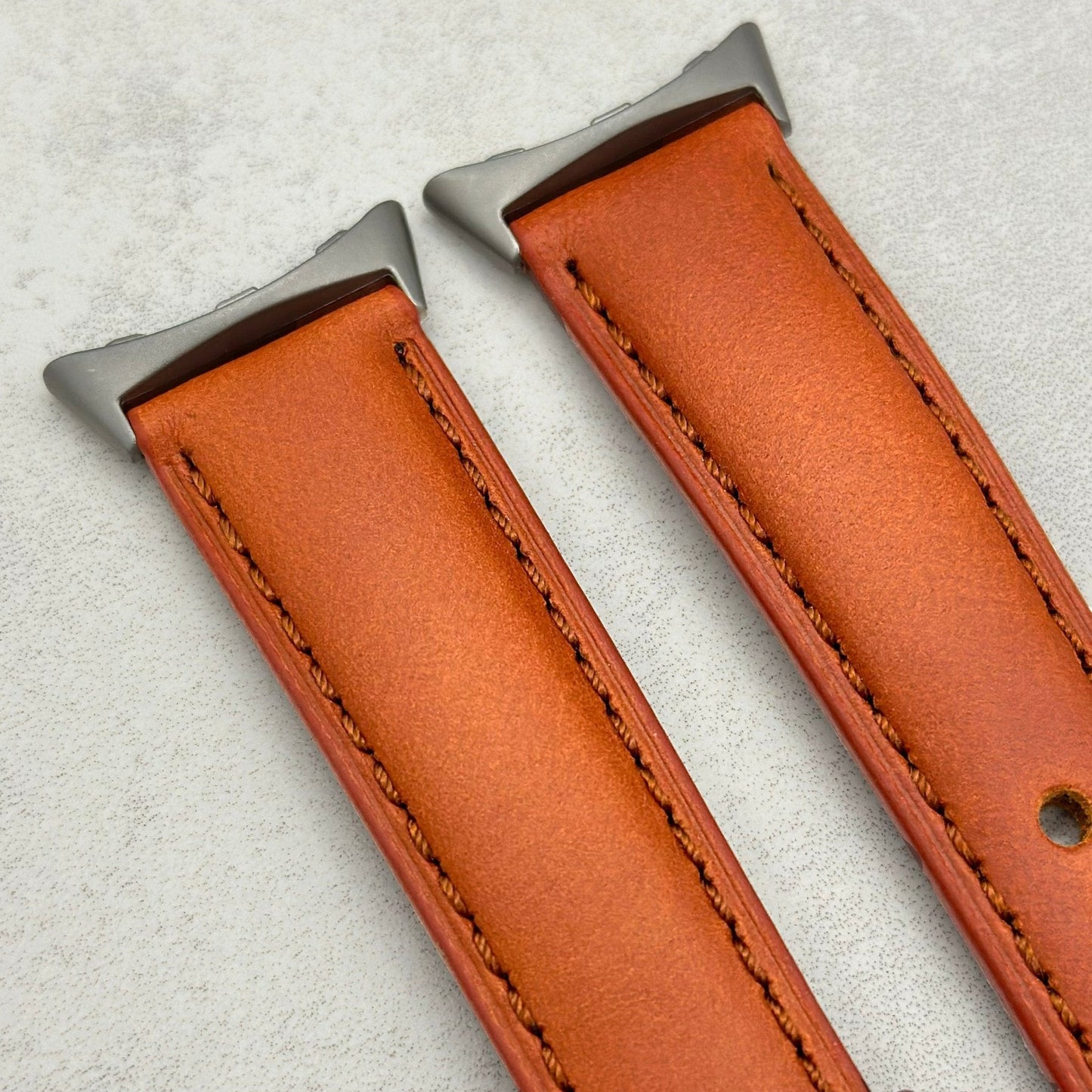The Athens: Smoked Cinnamon Full Grain Leather Google Pixel Watch Strap