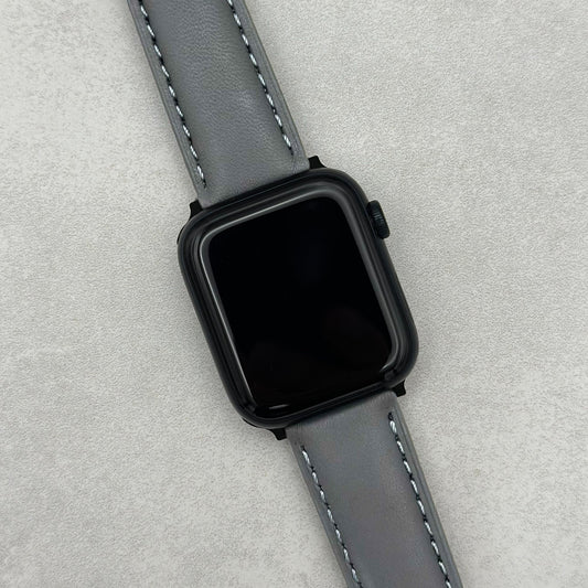The Athens: Slate Grey Full Grain Leather Apple Watch Strap