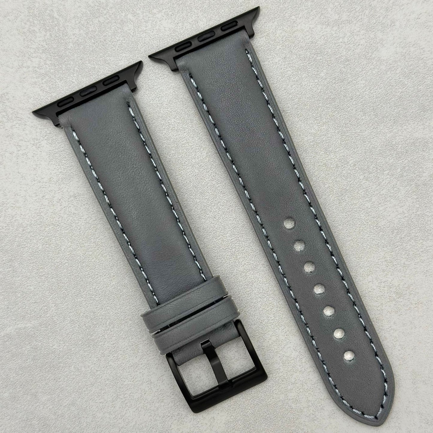 The Athens: Slate Grey Full Grain Leather Apple Watch Strap