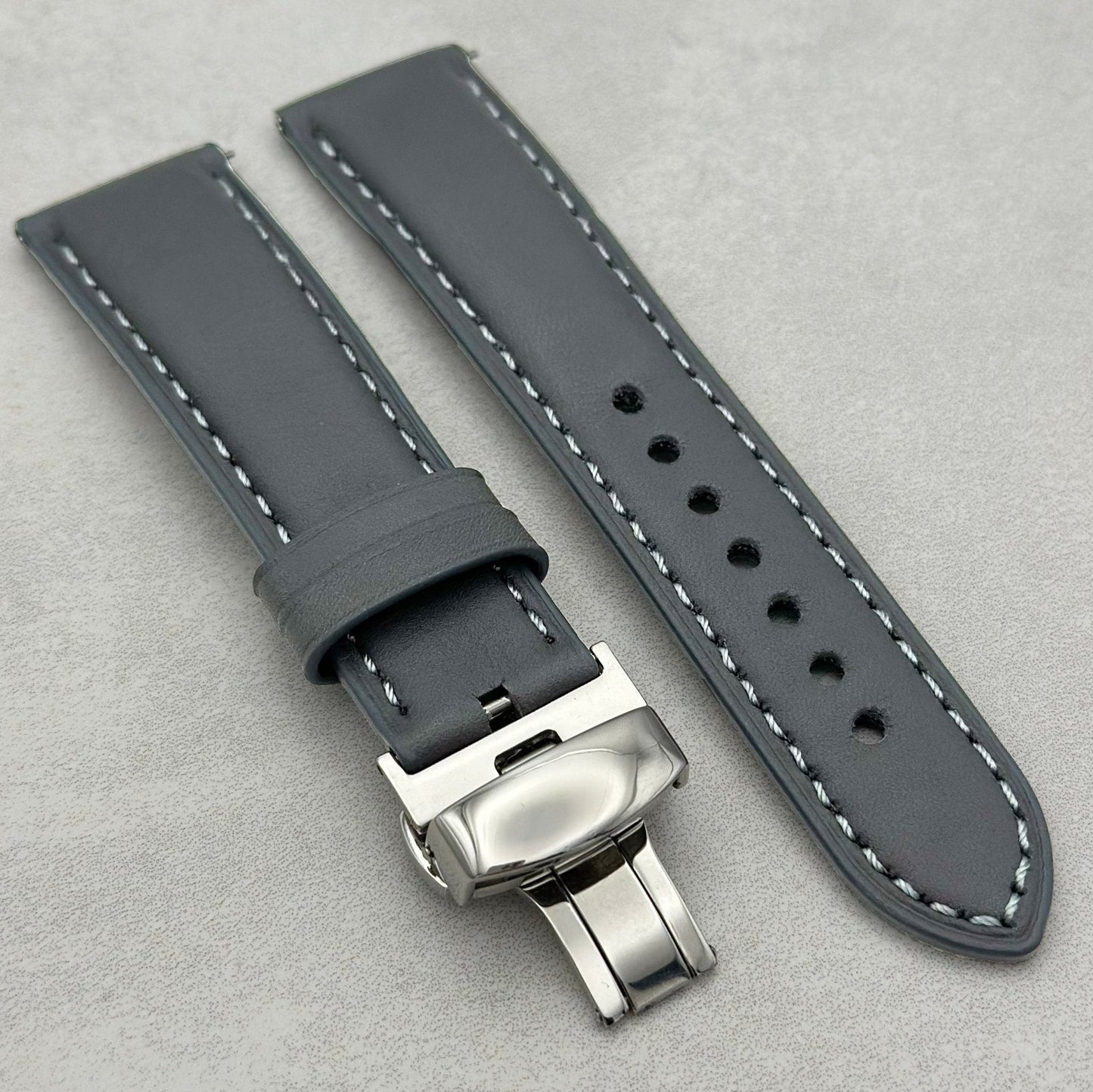 The Athens: Slate Grey Full Grain Leather Samsung Galaxy Watch Ultra Strap