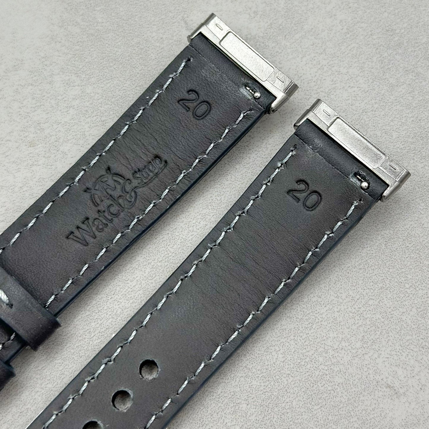 The Athens: Slate Grey Full Grain Leather Fitbit Versa/Sense Watch Strap