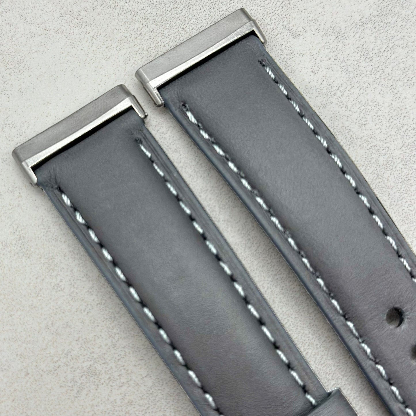 The Athens: Slate Grey Full Grain Leather Fitbit Versa/Sense Watch Strap