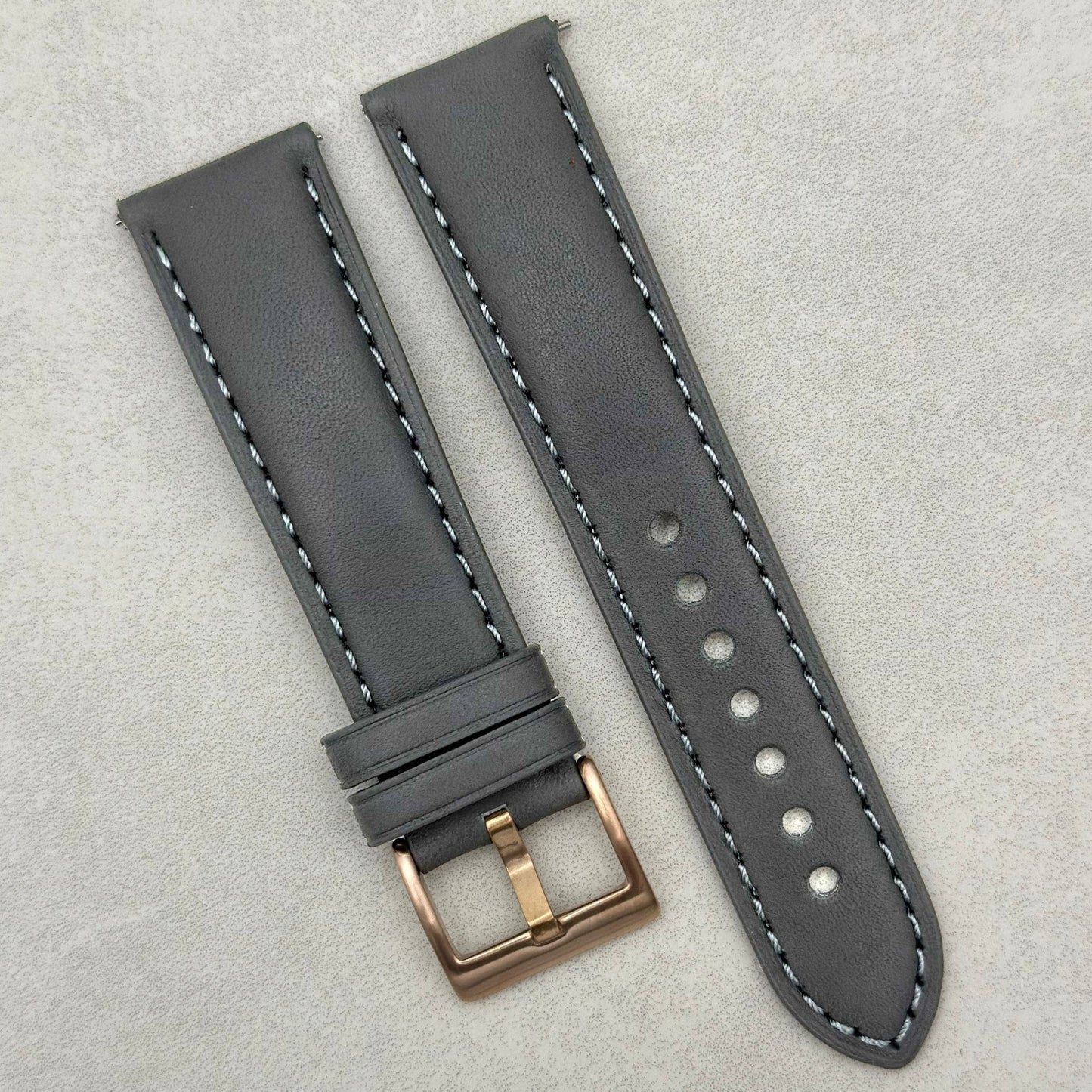 The Athens: Slate Grey Full Grain Leather Watch Strap