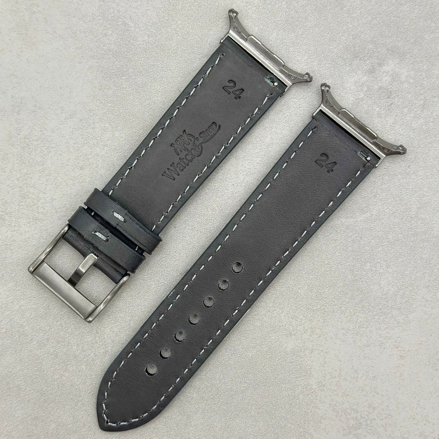 The Athens: Slate Grey Full Grain Leather Samsung Galaxy Watch Ultra Strap
