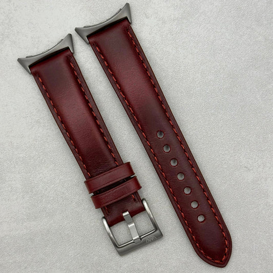 Athens wine red full grain leather Google Pixel Watch strap. Google Pixel Watch, Pixel Watch 2. Watch And Strap