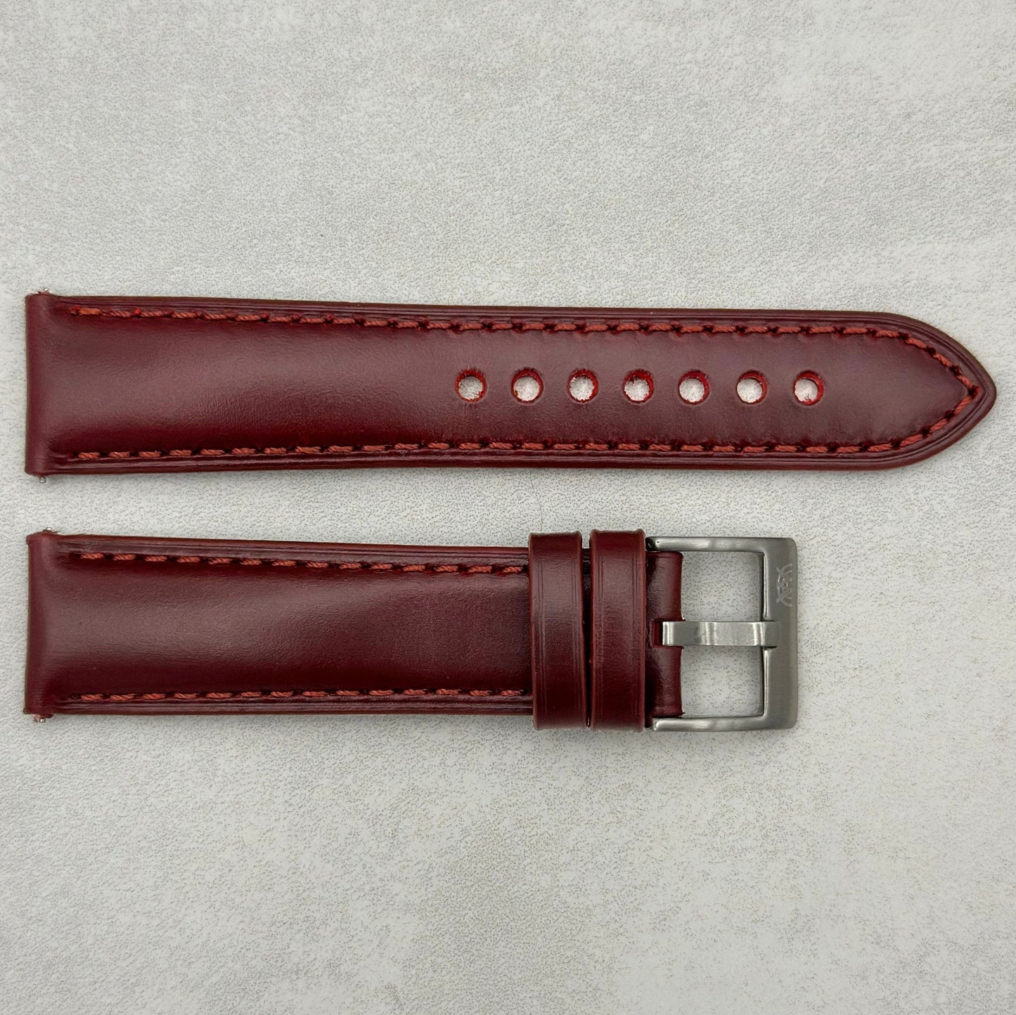 The Athens: Wine Red Full Grain Leather Watch Strap