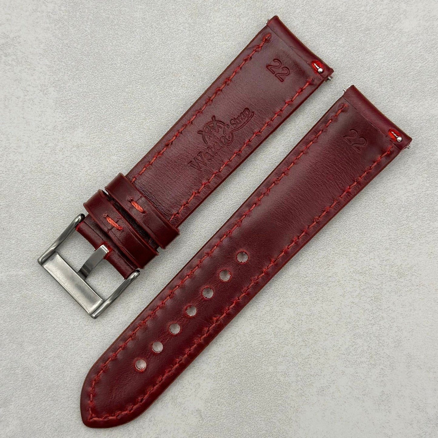 The Athens: Wine Red Full Grain Leather Watch Strap