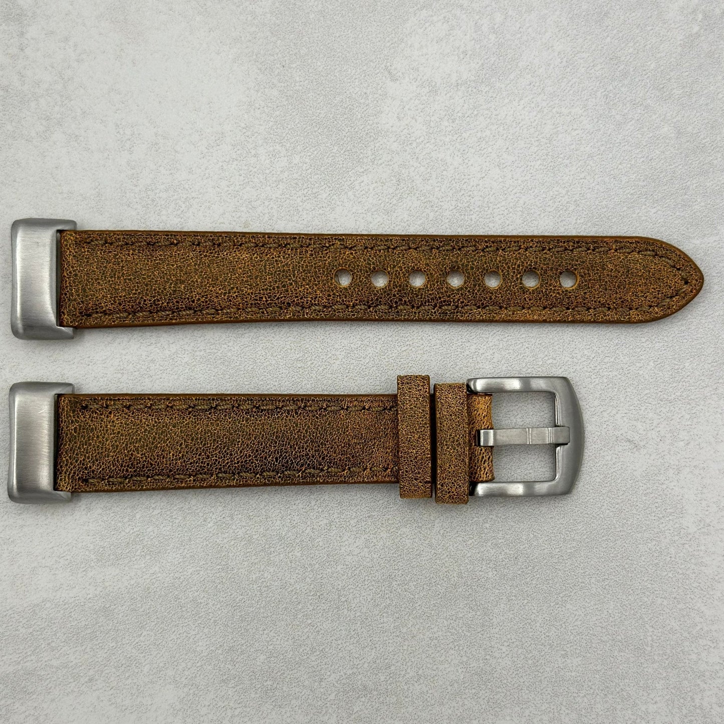 The Athens: Desert Sand Full Grain Leather Fitbit Charge Watch Strap