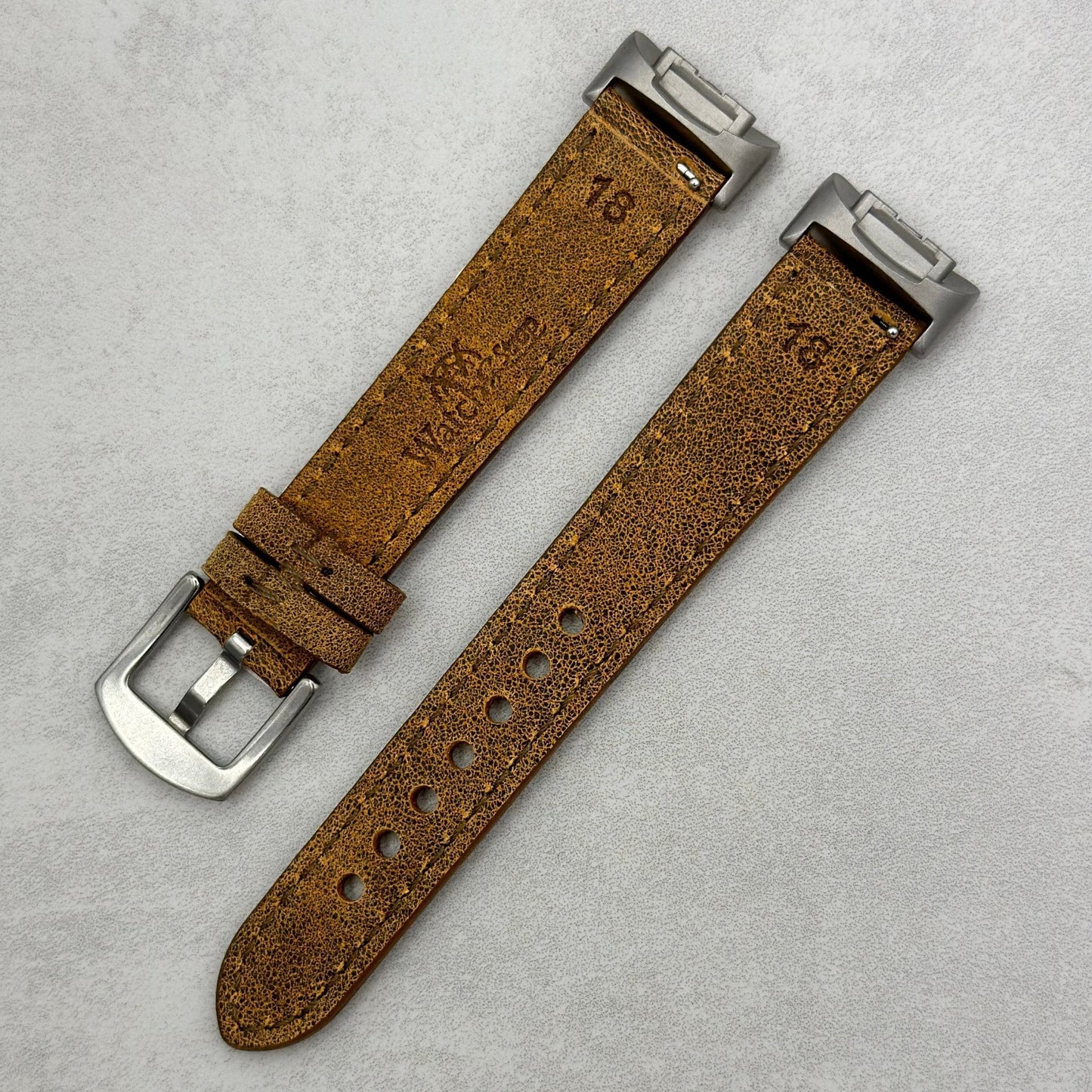 The Athens: Desert Sand Full Grain Leather Fitbit Charge Watch Strap