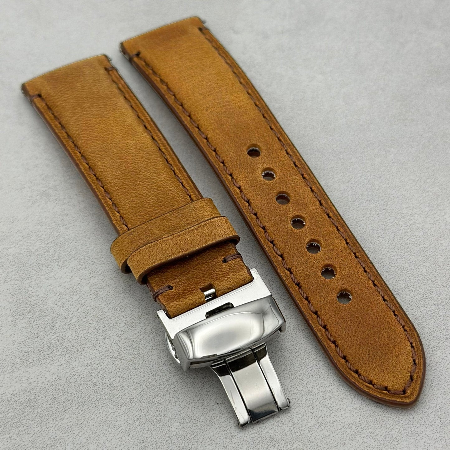 The Austin: Tan Brown Full Grain Leather Fitbit Versa/Sense Strap