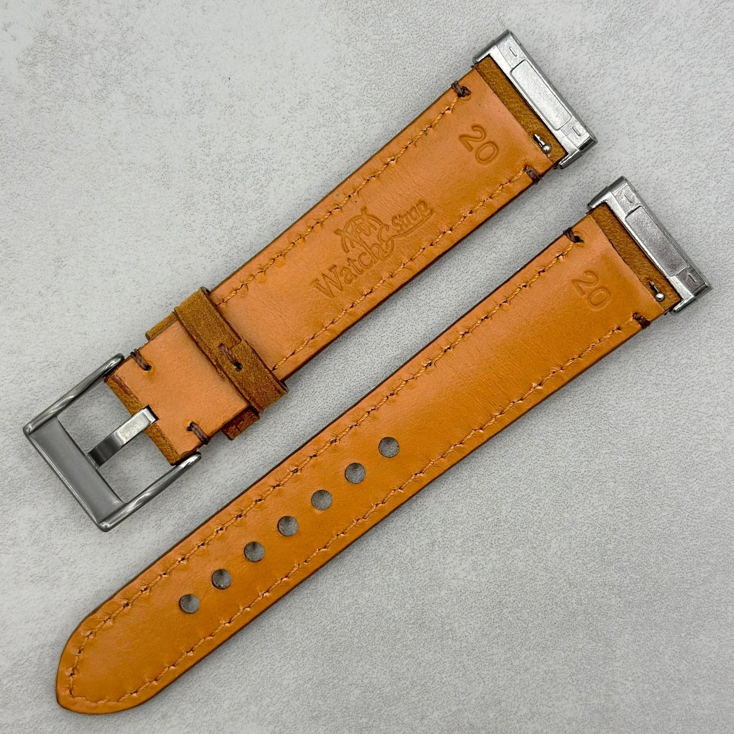 The Austin: Tan Brown Full Grain Leather Fitbit Versa/Sense Strap