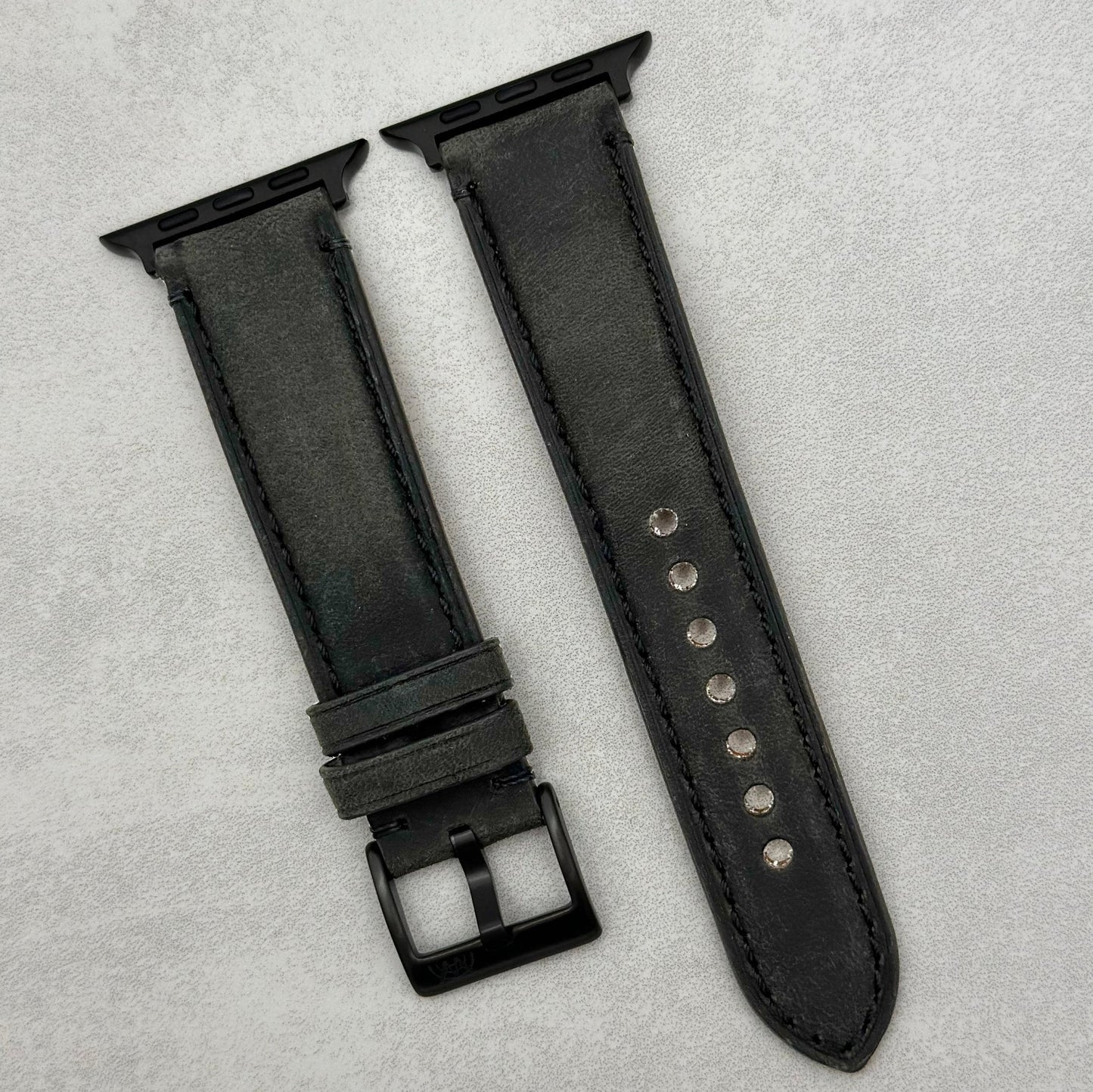 The Austin: Charcoal Grey Full Grain Leather Apple Watch Strap