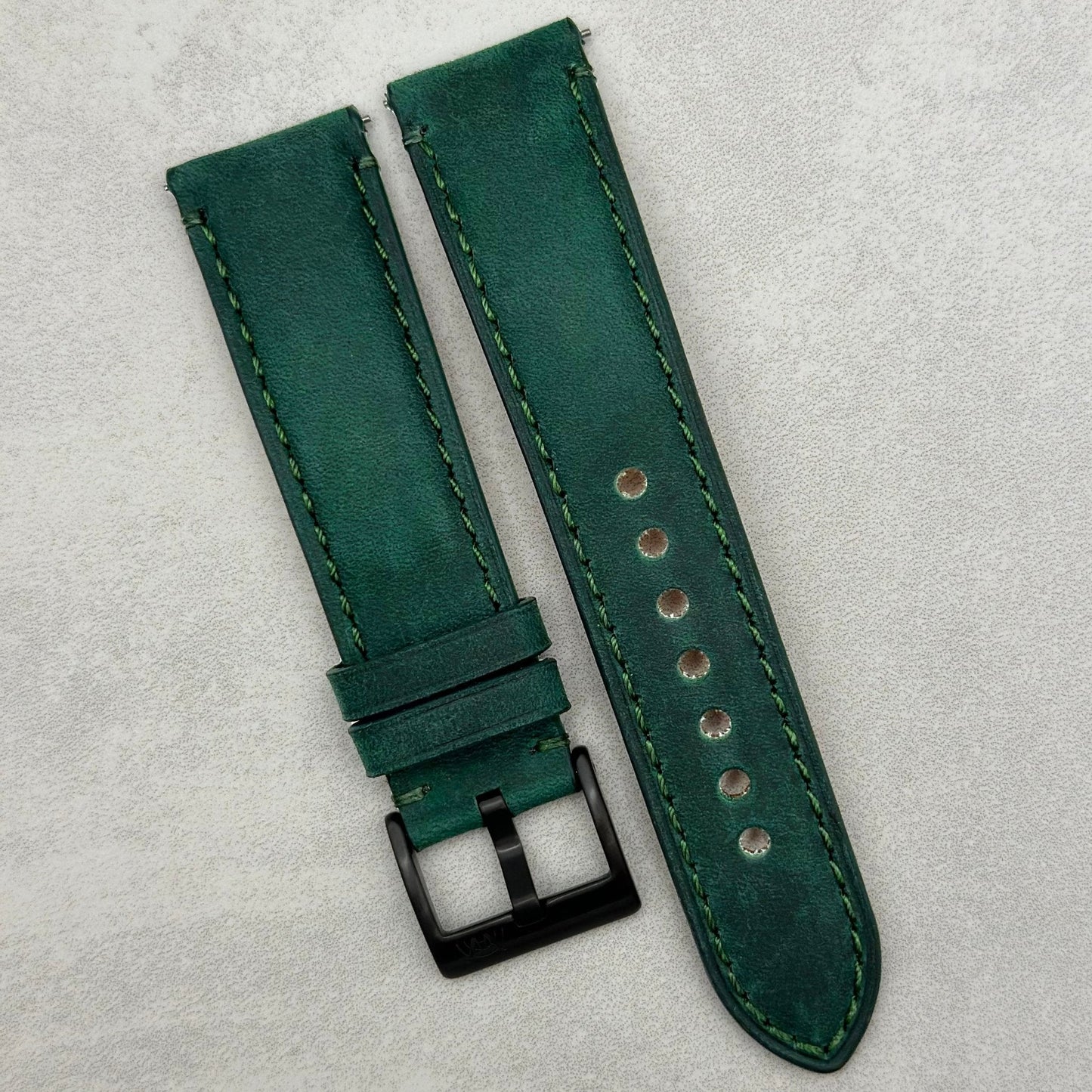 The Austin: Woodland Green Full Grain Leather Watch Strap